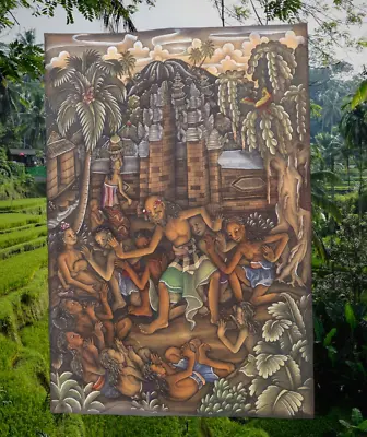 Batuan Bali Painting Original Gouache Watercolor Signed On Reverse C1960s Rare • $155