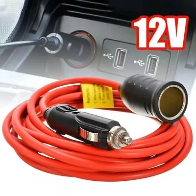 Car Cigarette Lighter Extension Cable 3 6m 12-24V DC For Cool Box Sat Nav 8Amper • £10.88