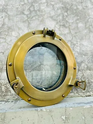 Vintage Antique Brass  12 Canal Boat Porthole Door Window Round Glass Home Decor • $171.43