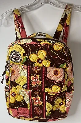 Vera Bradley Backpack Buttercup Pink Red Yellow Retired Quilted Six Pockets • $28