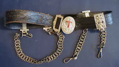 Vintage Masonic Knights Templar Sword Belt W/hanger Chains - The Pettibone Bros • $150