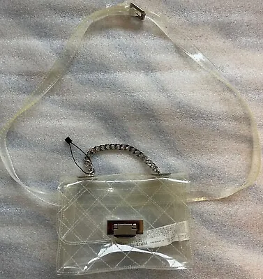$13 • Buy Zara Clear Plastic Small Clutch, Shoulder Sling, Silver Chain, Stadium Approved
