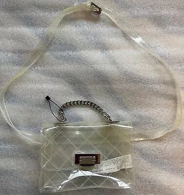 Zara Clear Plastic Small Clutch Shoulder Sling Silver Chain Stadium Approved • $13