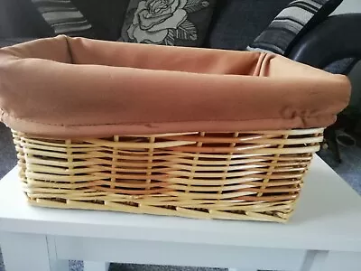 £4.80 • Buy VINTAGE SMALL WICKER BASKET With LINER..11  LENGTH, 7.5  WIDE, 5  DEPTH..VGC