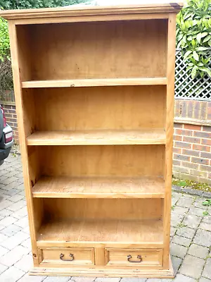 Large Mexican Pine Bookcase With 2 Drawers In Great Used Condition • £40