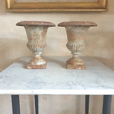 A Pair Of Antique French Cast Iron Urns 1880 • $323.27