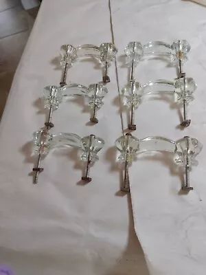 LOT OF 6 Vintage GLASS Drawer Pulls Handles Pat Pending • $19.99