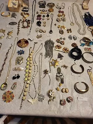 Vintage Costume Jewelry 90 Pcs + Signed/unsigned MonetNapierTrifari & More.  • $225