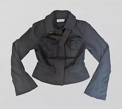 A.L.C. Women ALC Lorimer Utility Cargo Jacket Cropped Stretch Military 2 Black • $138