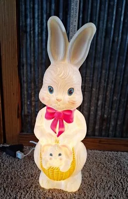 Empire Easter Bunny Rabbit Basket Baby Bunny 22” Vintage Blow Mold • $65