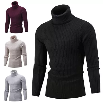 Men'S Turtleneck Pullover Long Sleeve Jumper Tops Warm Casual Slim Fit Sweater • $14.26