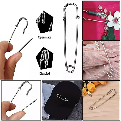 50mm Heavy Duty Strong Stainless Steel Large Safety Pins DIY Craft Kilt Knitting • £2.55