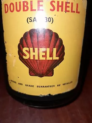 Rare SHELL DOUBLE SHELL Motor Oil Bottle Vintage 2 Pint  Large Quart  • $83.37