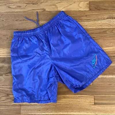 Nike 7” Vintage 90s Nylon Neon Periwinkle Lightweight Athletic Shorts - Medium • $38