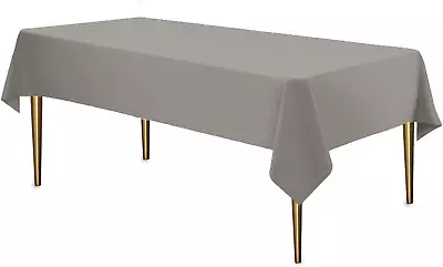 Silver Disposable Plastic Tablecloth For Rectangle Tables (12 Pack) Premium Deco • $30.22