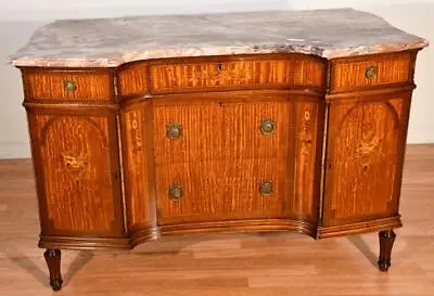 1900 Antique French Louis XVI Satinwood Inlaid & Marble Top Dresser / Commode • $2800