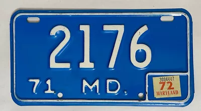 1971-1972 MARYLAND Motorcycle  License Plate #2176 • $9.97