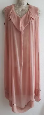 Kenzo Women's Sleeveless Pale Blush Pink Silk Embellished Hemline Dress UK 8 • £25