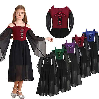 Kid Girls Renaissance Dress Medieval Steampunk Gothic Dresses Photograph Cosplay • $14.25