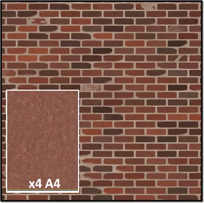 £5.99 • Buy Model Railway Brick Paper Red Modelling 00 Scale Oo 1:76 4xA4 Size Card 170gsm