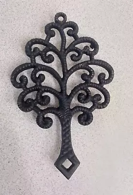 Vintage Black Cast Iron Trivet/ Hot Plate Family Tree 8 X5  (9-7) 12oz • $9.77