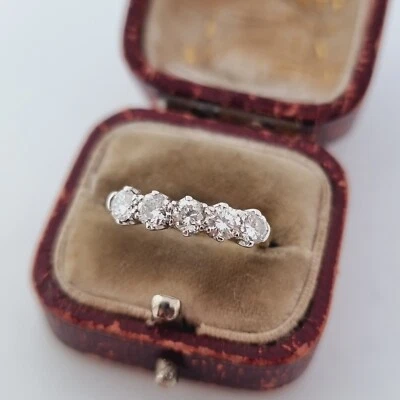 £795 • Buy Vintage 18ct Yellow Gold 0.75ct Si1 Diamond 5 Stone Half Eternity Ring 18k 750  
