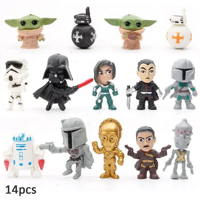 14Pcs Star Wars Darth Vader Master Yoda Action Figure Toy Cake Topper Decoration • £7.31