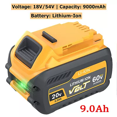 18V 54V 9.0Ah Li-ion Power Slide Battery Replace For Dewalt XR DCB547 DCB606 • £59.84