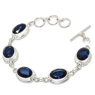 Blue Tanzanite Gemstone Handmade 925 Sterling Silver Jewelry Bracelet Size 7-8  • £9.55