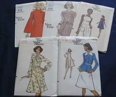 Lot Of 5 Vintage 1970s Vogue Sewing Patterns Misses Size 16 Uncut Dresses Jacket • $36.79