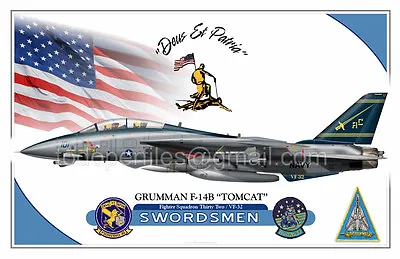 F-14B TOMCAT  VF-32 SWORDSMEN - Airplane Profile • $18