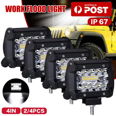 Pair 4 Inch Work Lights Spot Flood LED Light Bar Reverse 4WD 12V 24V Spread WIDE • $14.99