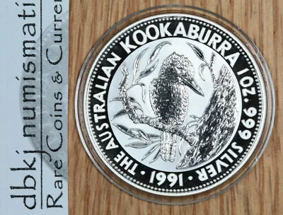 1991 Australia Silver Kookaburra - 5 Dollars - 1 Oz 999 Silver - In Capsule • $49.99