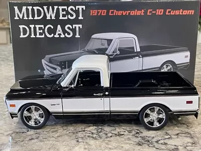 ACME Midwest Diecast Black & White 1970 Chevrolet C-10 Custom Truck 1/18 • $139.99