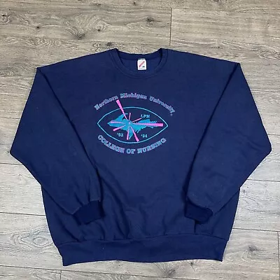 Vintage Northern Michigan University Sweatshirt Adult 3XL Navy Blue Nursing • $29.95