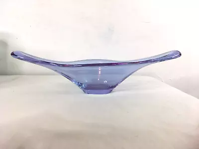 Murano Style Art Glass Dish Bowl Blue Purple 31cm Long • £25.99