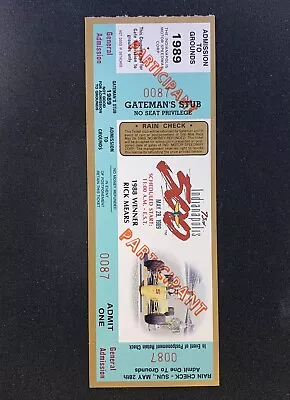 1989  73rd Indy 500 UNUSED Full Ticket Stub FREE SHIPPING!! • $24.99