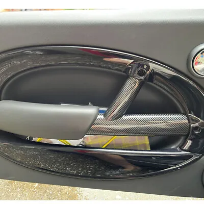 Carbon Fiber Look Side Interior Door Handle Cover Fit For Mini Cooper R50 R53 • $42