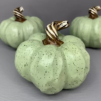 Set Of 3 Martha Stewart Home FALL 4  Decorative Pumpkin Set Sage Green Detailed • $39.99