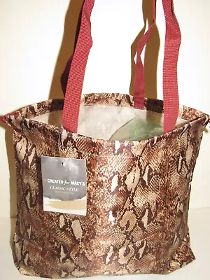 Macy's Faux Snakeskin Tote Bag NEW Drawstring Tote Lightweight Foldable Handbag • $9.90