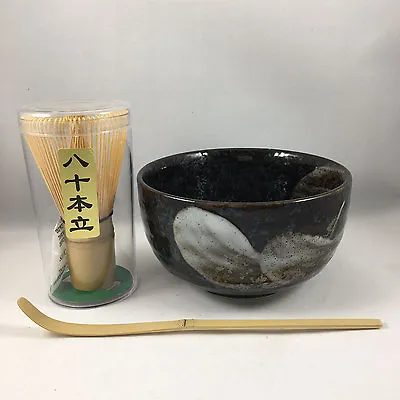 $28.95 • Buy Japanese Arahake Matcha Bowl Whisk Chashaku Scoop Tea Ceremony Set Made In Japan