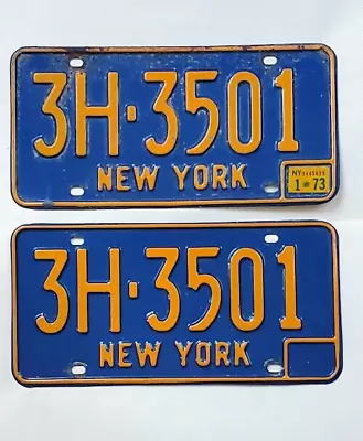 Pair Of Blue New York State License Plates 1970's Muscle Car Era • $22