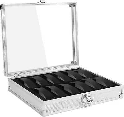 12 Slot Watch Box For Men Luxury Display Case Organizer Jewelry Storage Holder • £12.85