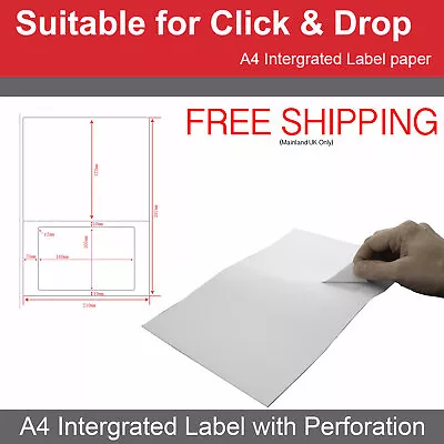 Royal Mail Click & Drop Integrated Labels Invoice A4 Sheet Paper S19 105mmx160mm • £179.99