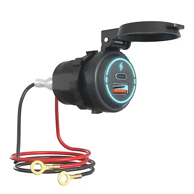 Car Cigarette Lighter Socket Dual USB Type-C Quick Charging Power Outlet W/Wire • $15.20