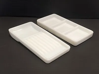 Set Of 2 Vintage American Cabinet Co. Milk Glass #16 & #17 Dental Tool Trays • $12.99