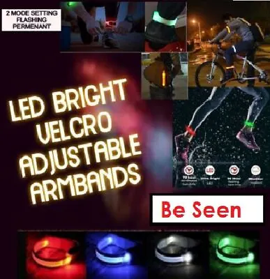 LED Light Bright Armband Silicone Reflective Running Safety Bands Bracelet Glow • £7.99