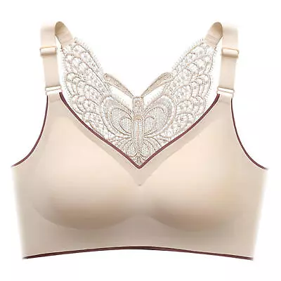  Women's Lace Butterfly Racerback Vest Bras Seamless Wireless Padded Underwear • £12.70