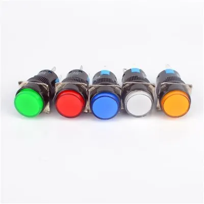 5 Color 16mm Round Momentary Push Button Switch Self-Lock LED Lamp 5 Pins 12V • $10.03