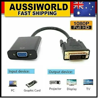 $9.99 • Buy DVI-D To VGA Converter Male To Female Full HD Cable For PC Computer Projector TV